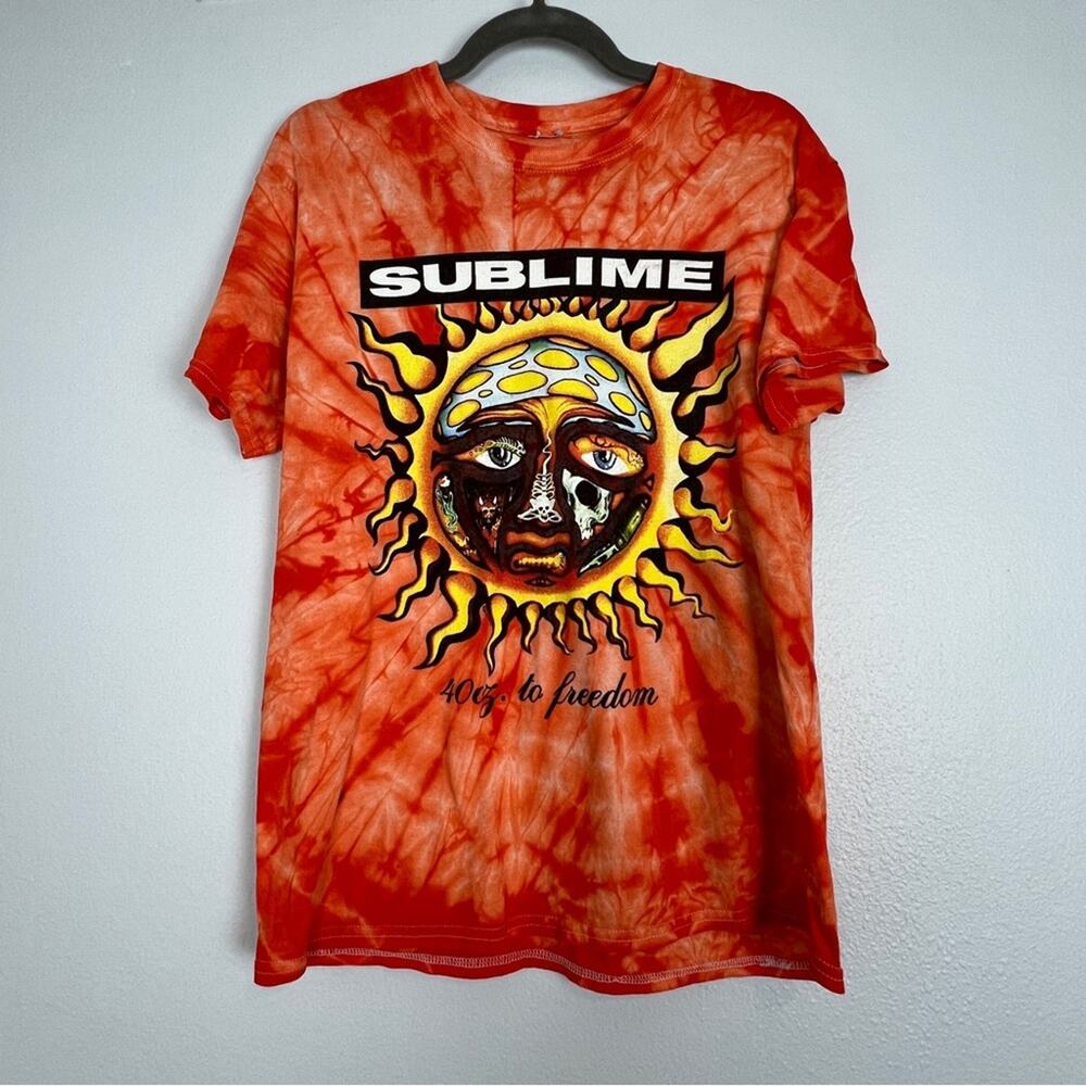 Sublime | Orange Tye Die Graphic T Shirt Sun 40oz of Freedom Band Cotton M